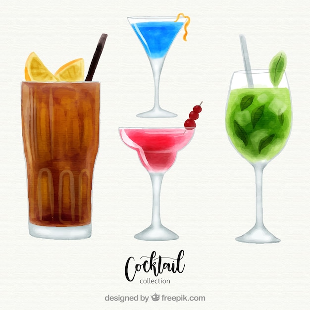 Collezione cocktail tropicale con stile acquerello