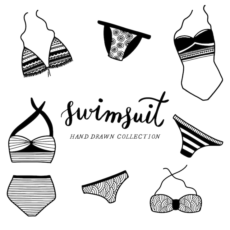 Vettore gratuito collezione costume da bagno disegnata a mano