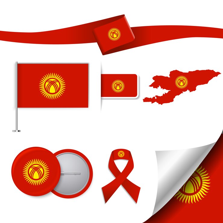Vettore gratuito collezione degli elementi rappresentativi di kyrgyztan
