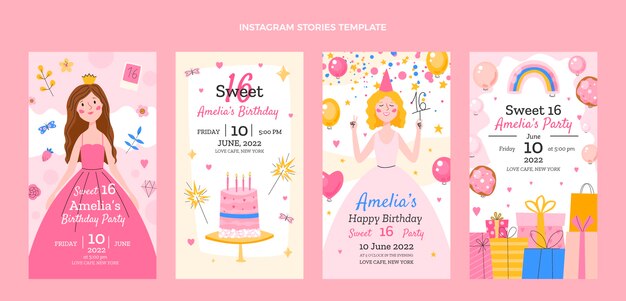Collezione di 16 storie di instagram piatto dolce