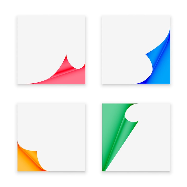 Vettore gratuito collezione di 3d colorato pagina curl adesivo mockup