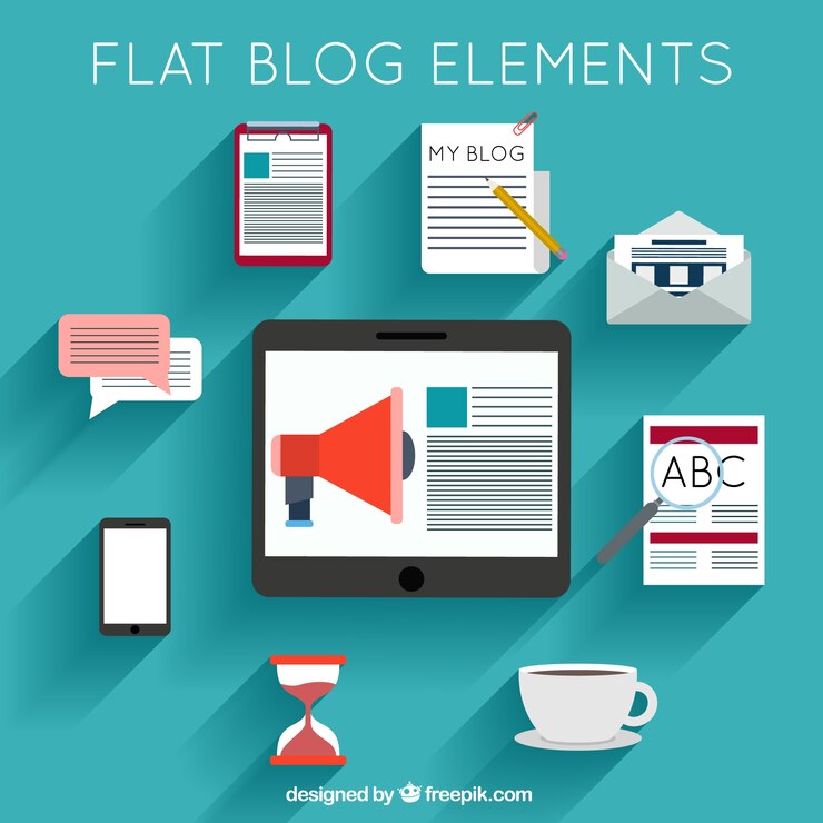 Vettore gratuito collezione di accessori per il blog in design piatto