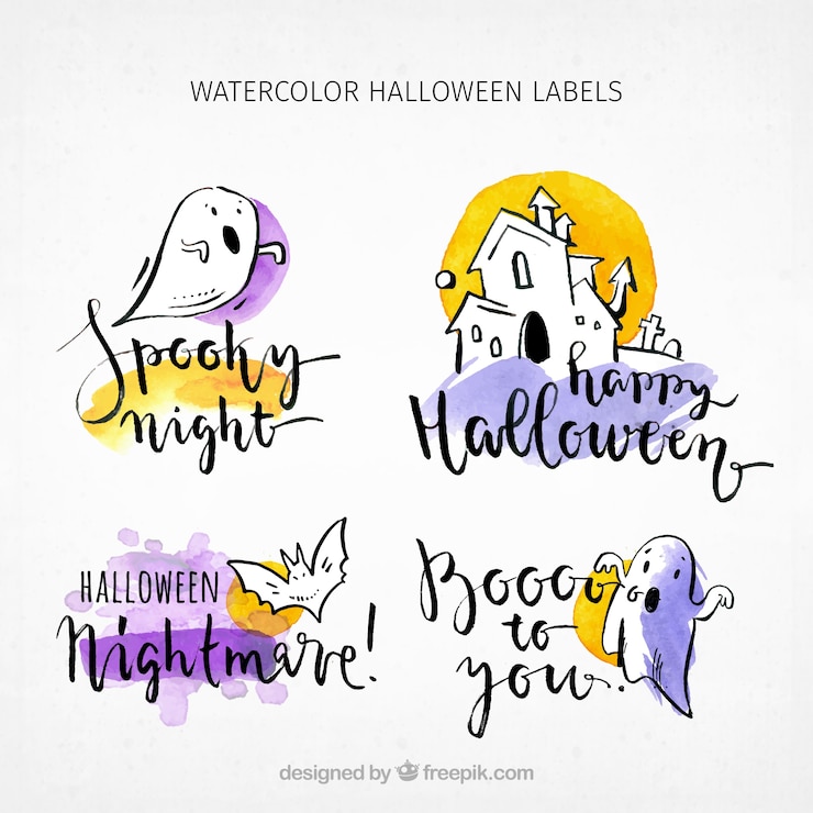 Vettore gratuito collezione di adesivi a halloween disegnati a mano