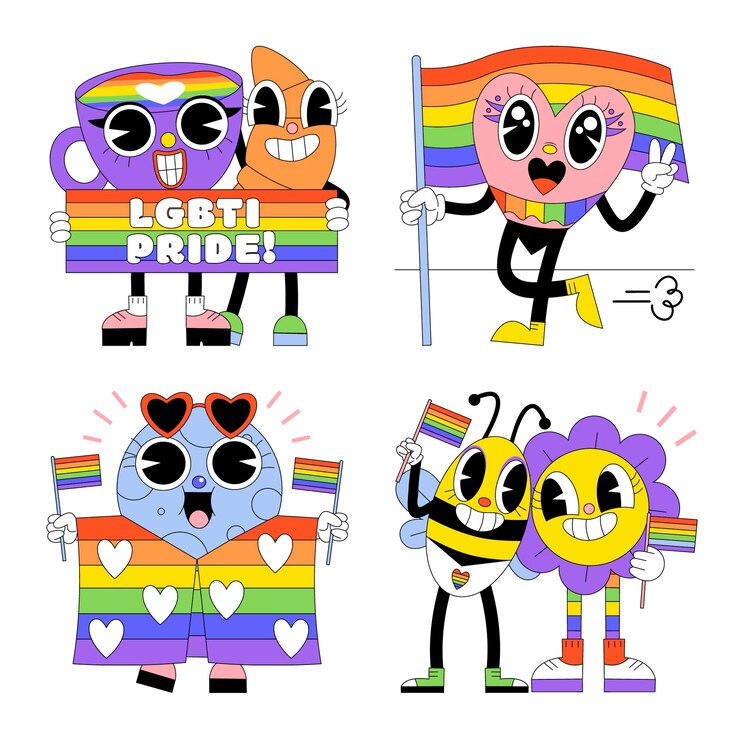Vettore gratuito collezione di adesivi acid lgbti pride