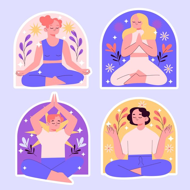 Collezione di adesivi di meditazione ingenua