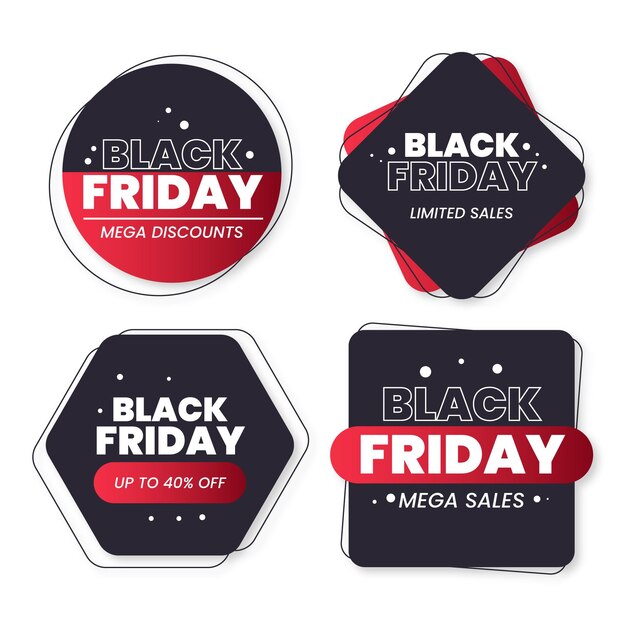 Collezione di adesivi flat black friday