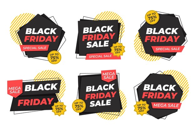 Collezione di adesivi flat black friday