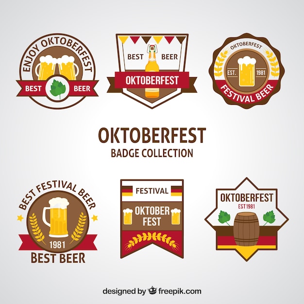 Collezione di adesivi oktoberfest in forme diverse