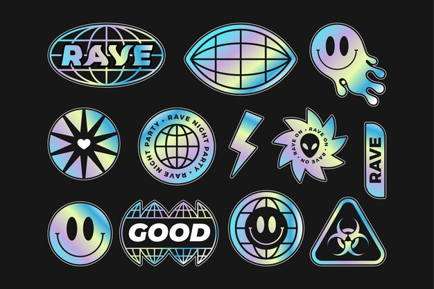 Collezione di adesivi per rave party