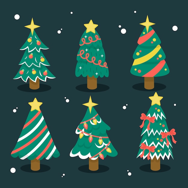 Collezione di albero di Natale design piatto