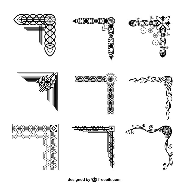 Collezione di angoli ornamentali