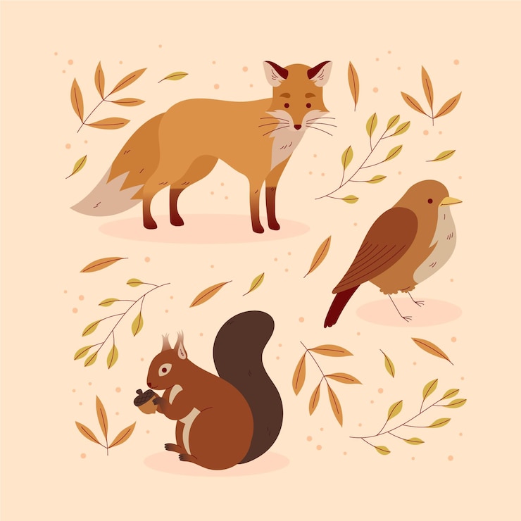 Vettore gratuito collezione di animali autunnali