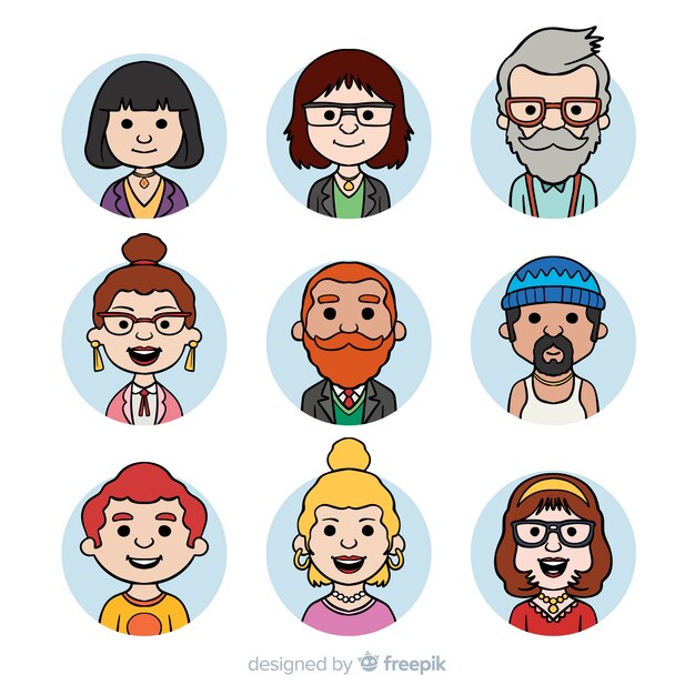 Collezione di avatar di persone dei cartoni animati