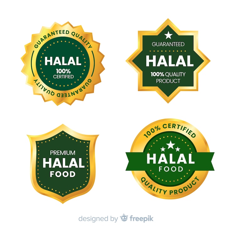 Vettore gratuito collezione di badge alimentari halal
