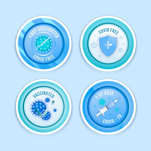 Collezione di badge campagna di vaccinazione gradiente