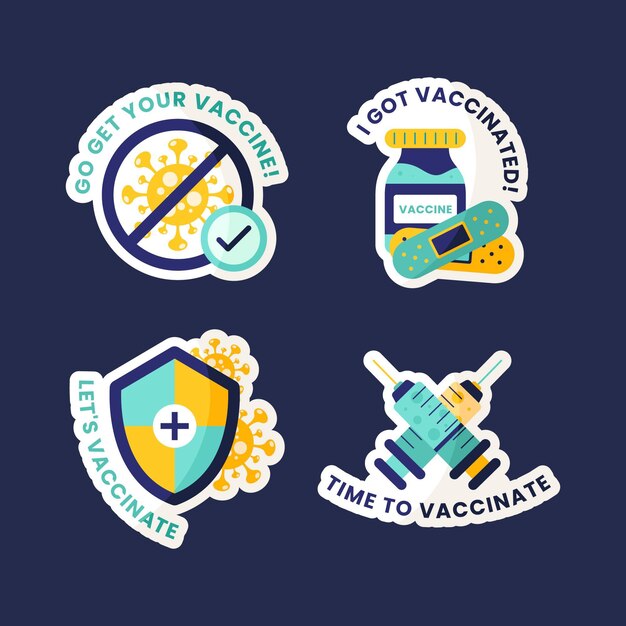 Collezione di badge campagna di vaccinazione piatta