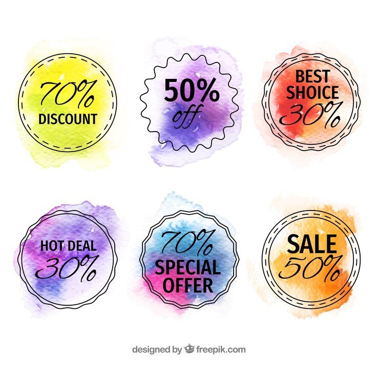 Vettore gratuito collezione di badge dell&#39;acquerello