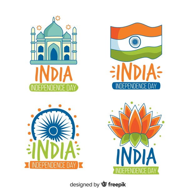 Collezione di badge dell&#39;indipendenza dell&#39;India