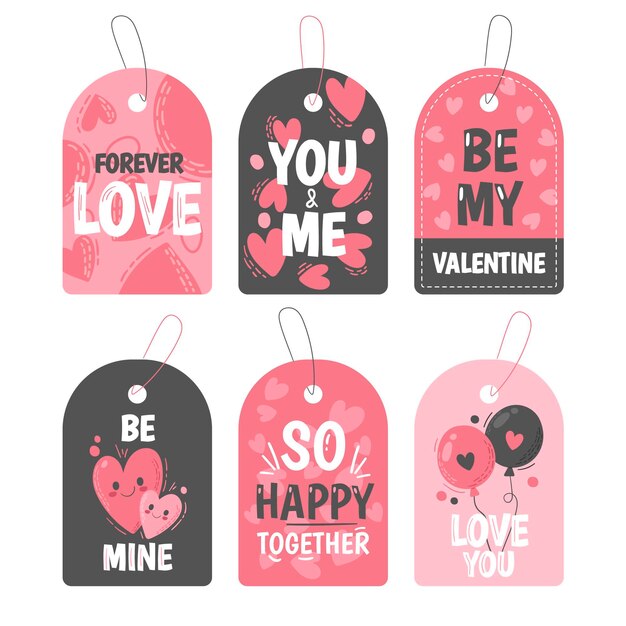 Collezione di badge di San Valentino disegnati a mano