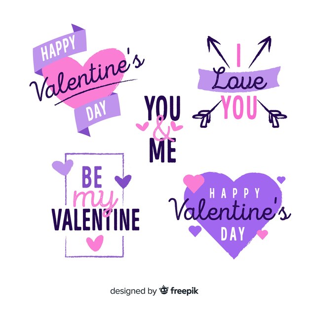Collezione di badge di San Valentino
