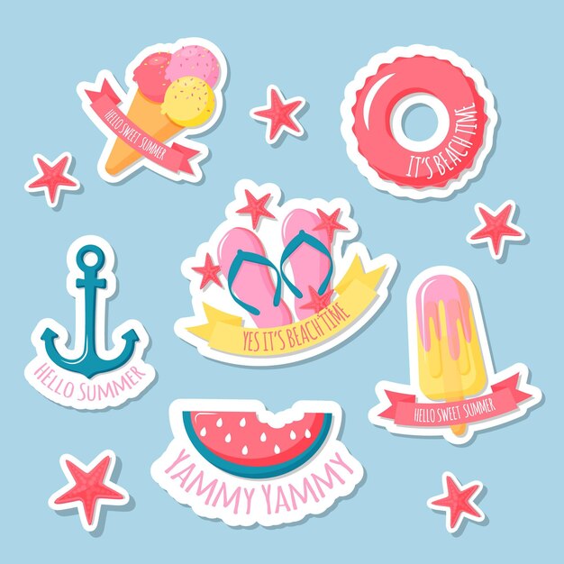 Collezione di badge estate piatta