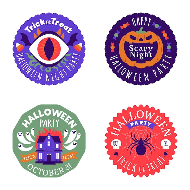 Collezione di badge halloween design piatto