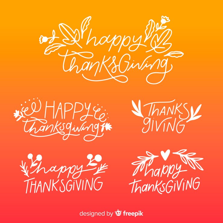 Vettore gratuito collezione di badge lettering gradiente ringraziamento felice