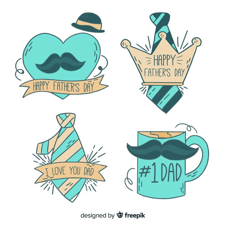 Vettore gratuito collezione di badge per la festa del papà
