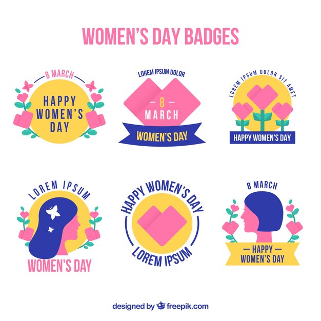 Collezione di badge piatto per il giorno della donna