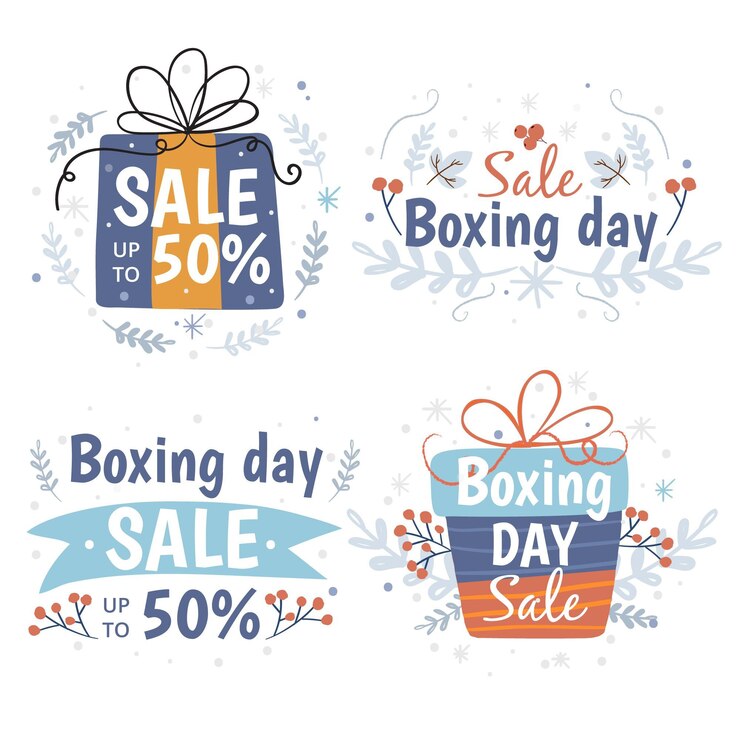 Vettore gratuito collezione di badge vendita boxing day disegnati a mano