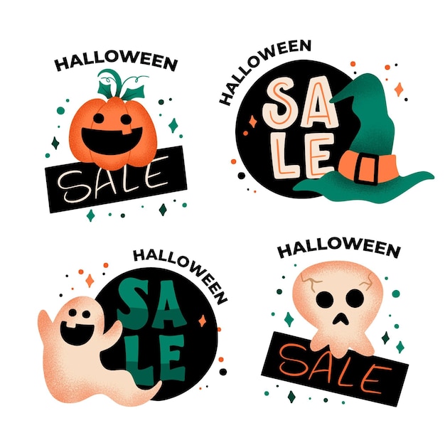 Collezione di badge vendita halloween disegnata a mano