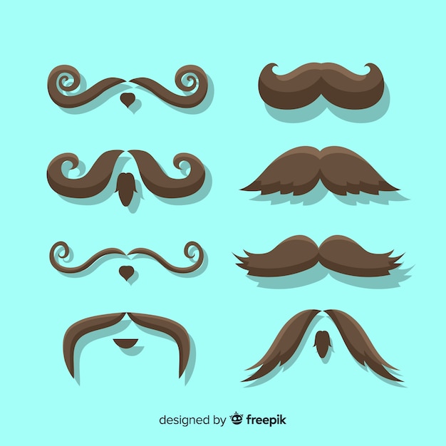 Collezione di baffi Movember in design piatto