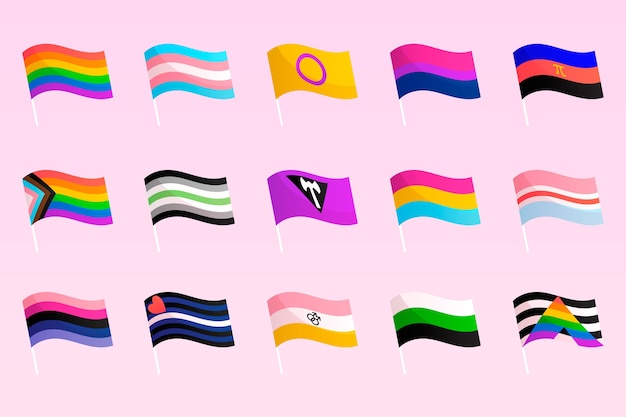 Collezione di bandiere lgbt del mese dell'orgoglio sfumato