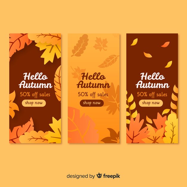 Collezione di banner autunno vendita design piatto