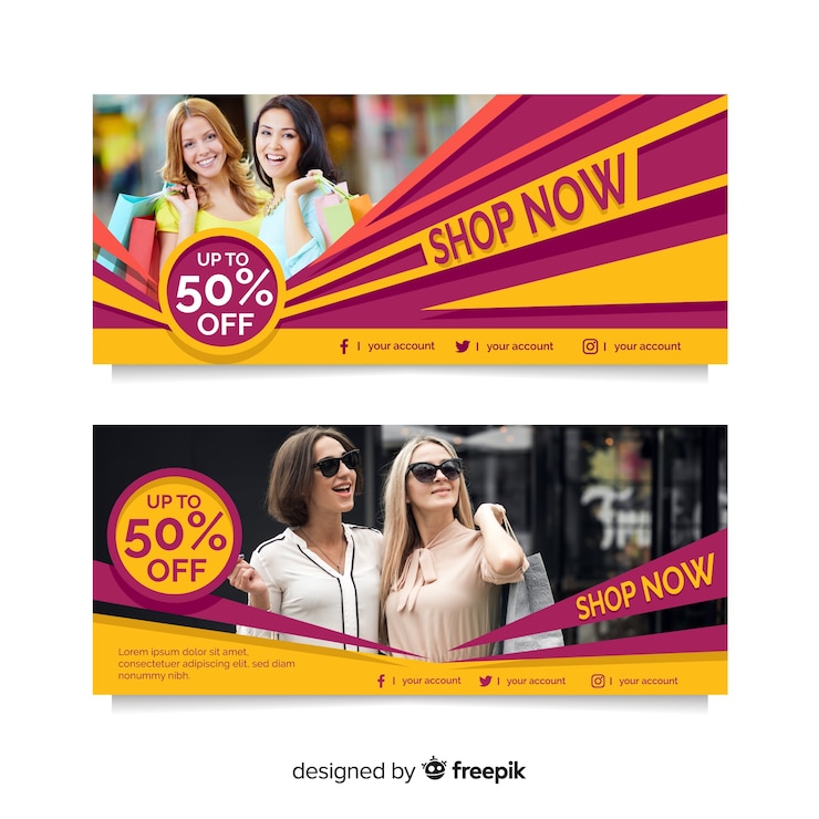 Vettore gratuito collezione di banner di moda in vendita