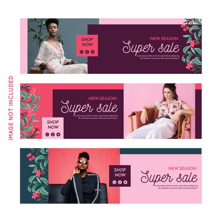 Vettore gratuito collezione di banner di moda promozione