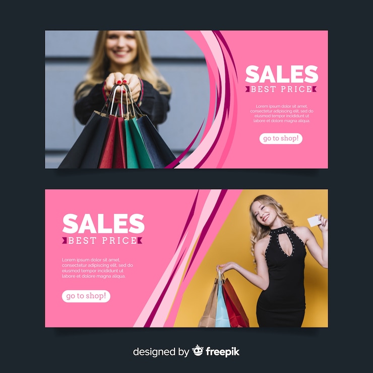 Vettore gratuito collezione di banner di vendita di moda