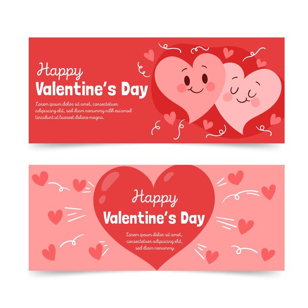 Collezione di banner disegnati di San Valentino