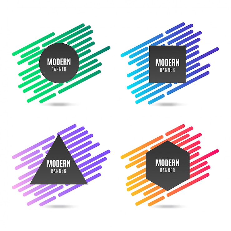 Vettore gratuito collezione di banner moderni colorati