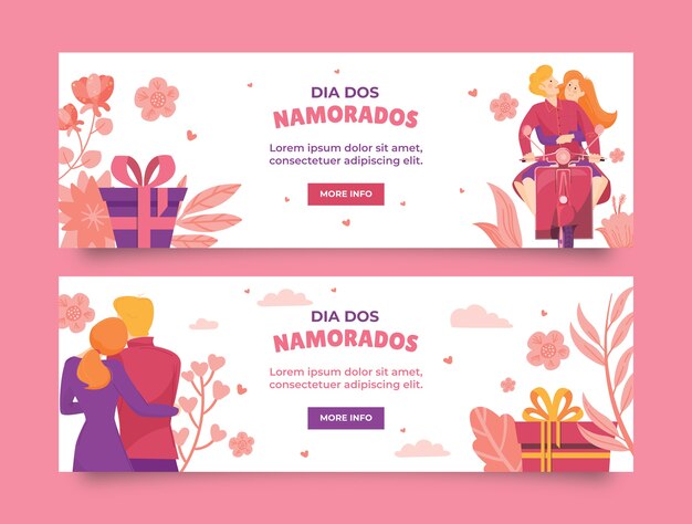 Collezione di banner orizzontali dia dos namorados piatti
