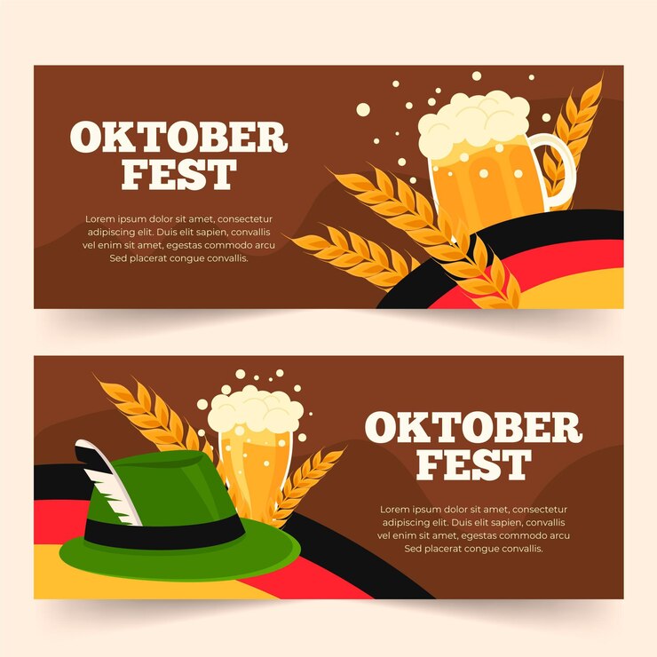 Vettore gratuito collezione di banner piatto oktoberfest