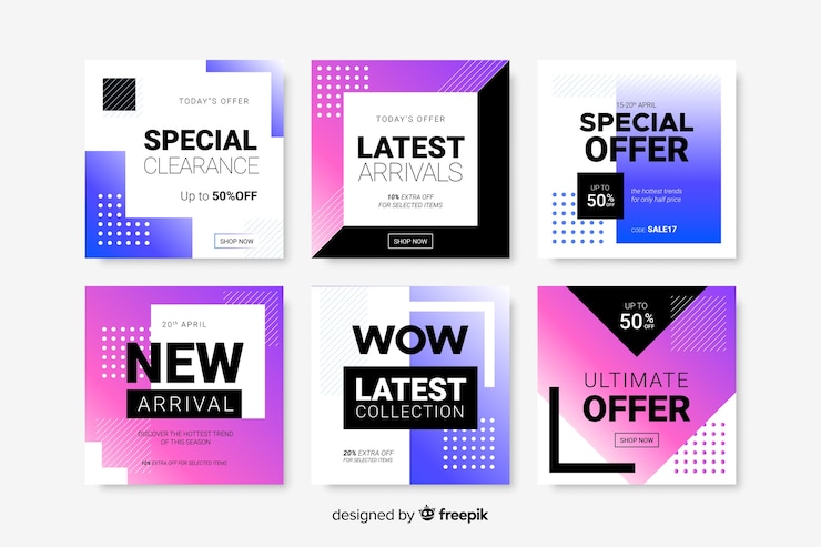Vettore gratuito collezione di banner quadrati di promozione