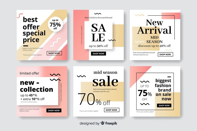 Collezione di banner quadrati di promozione
