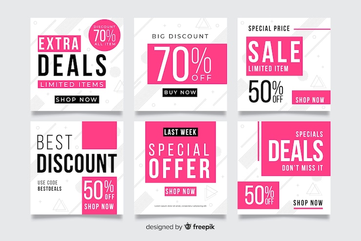 Vettore gratuito collezione di banner quadrati di promozione