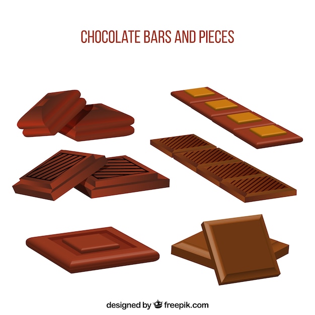 Collezione di barrette di cioccolato in stile realistico