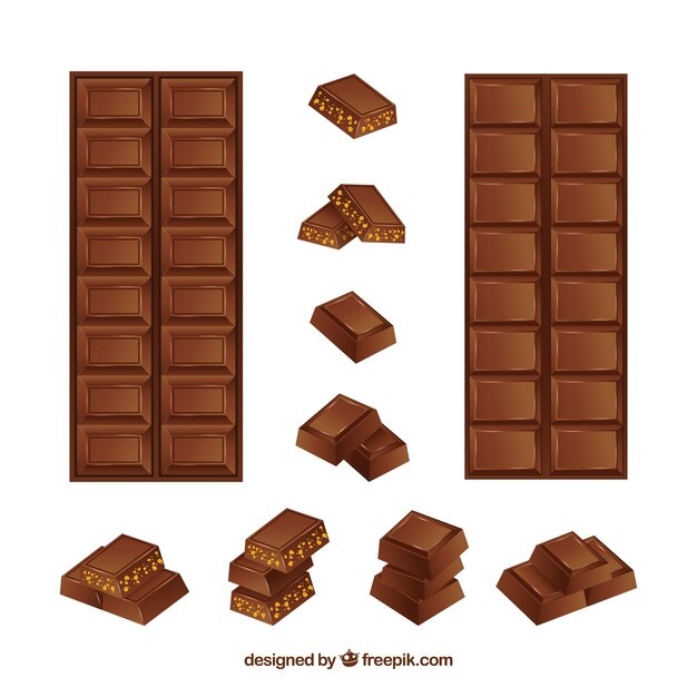 Collezione di barrette di cioccolato in stile realistico