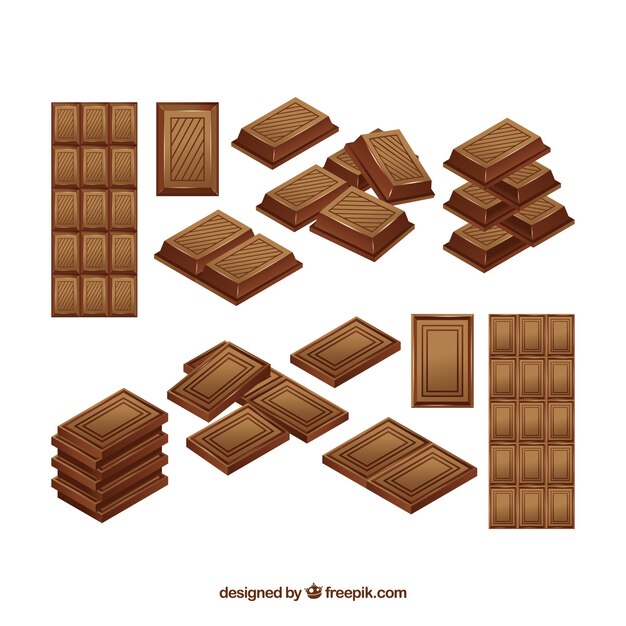 Collezione di barrette di cioccolato in stile realistico