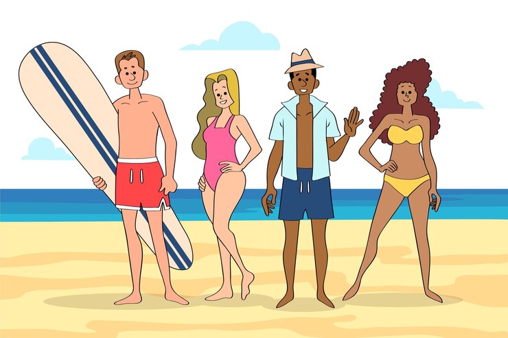 Vettore gratuito collezione di beach people