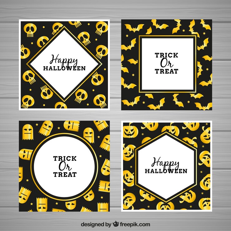 Vettore gratuito collezione di biglietti creativi di halloween