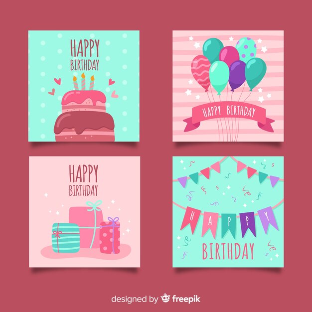 Collezione di biglietti d&#39;auguri disegnati a mano